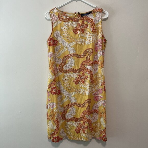 Pataloha Patagonia Vintage 2001 Yellow Floral Tank Dress Size 10 - Picture 1 of 6